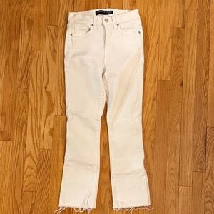 Veronica Beard sz 26 Carly Kick Flare High Rise Jeans white raw edge great cond